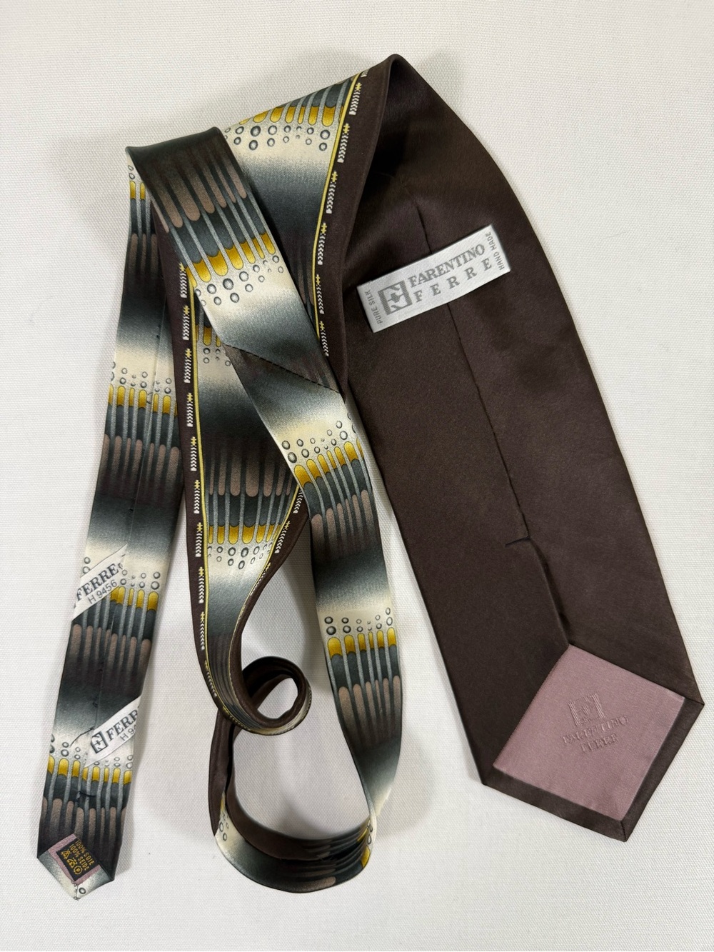 Ferre Brown & Patterned Silk Tie by Farentino Ferre